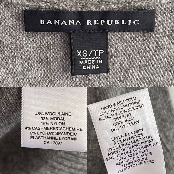 BANANA REPUBLIC Grey Wool Cashmere Sleeveless Button Front Cardigan Vest XS - Picture 3 of 3